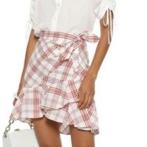 Veronica Beard Kaia Plaid Flounce Ruffle Mini Skirt